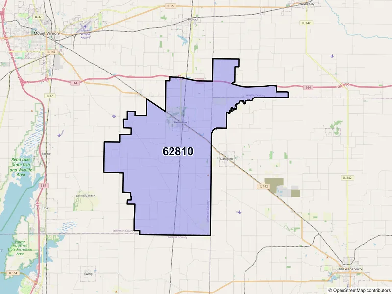 Map of ZIP Code 62810 — Belle Rive, IL