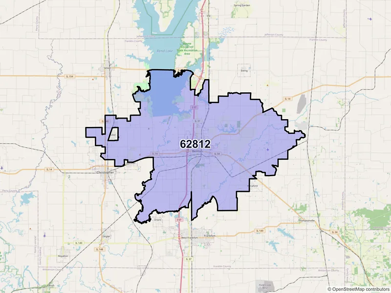Map of ZIP Code 62812 — Benton, IL