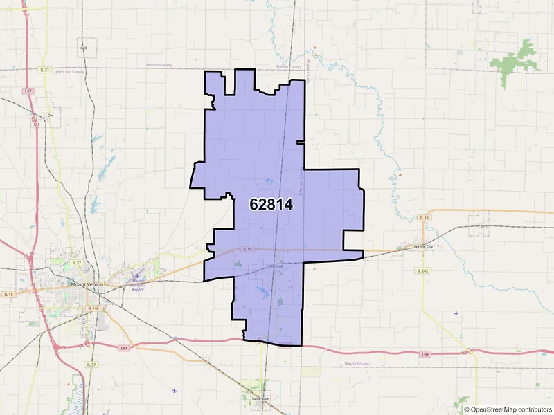 Map of ZIP Code 62814 — Bluford, IL
