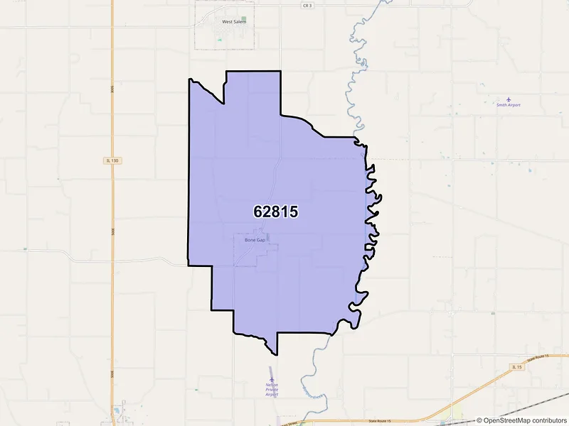 Map of ZIP Code 62815 — Bone Gap, IL