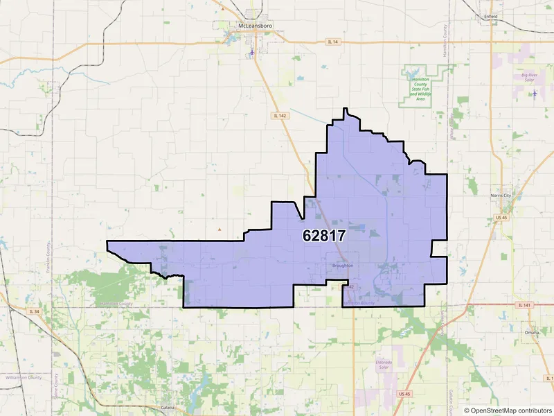 Map of Broughton, Illinois and ZIP codes