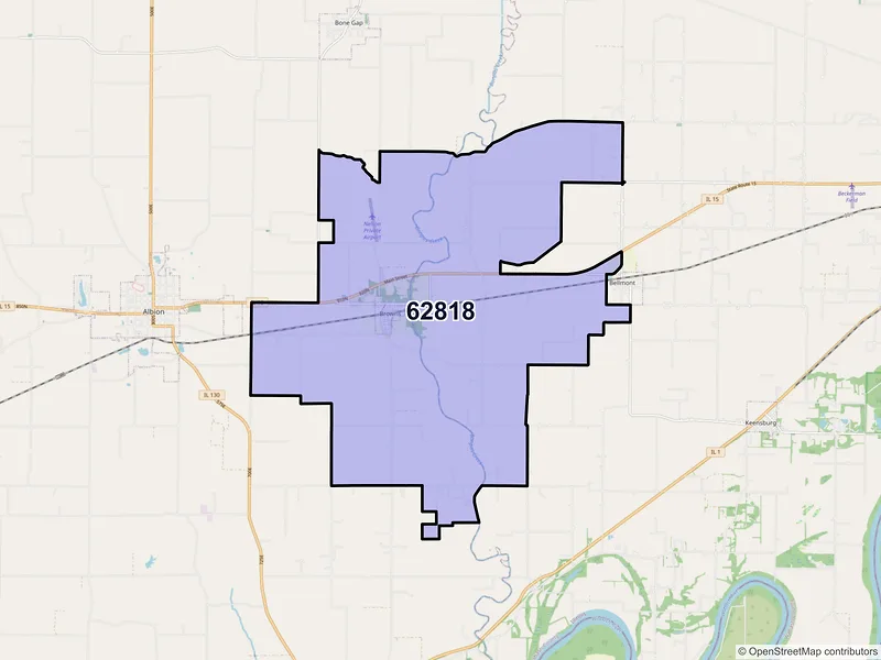 Map of Browns, Illinois and ZIP codes