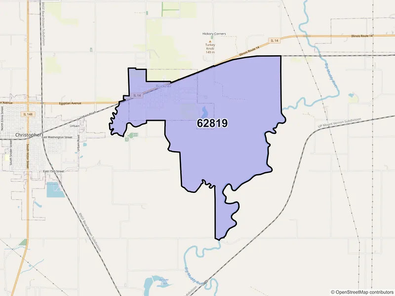 Map of ZIP Code 62819 — Buckner, IL