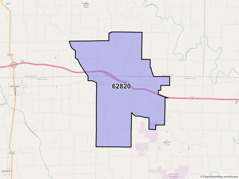 Map of ZIP Code 62820 — Burnt Prairie, IL