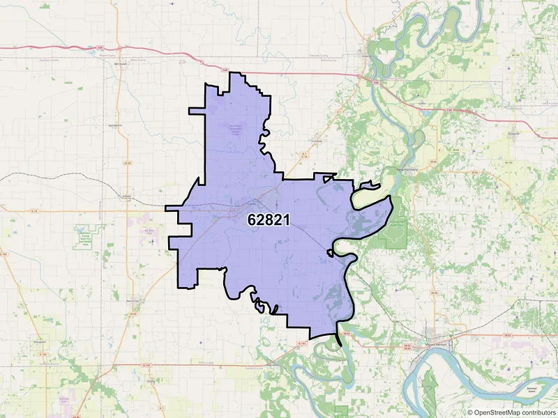 Map of ZIP Code 62821 — Carmi, IL