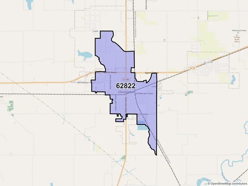 Map of ZIP Code 62822 — Christopher, IL