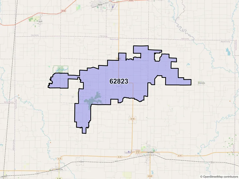 Map of ZIP Code 62823 — Cisne, IL