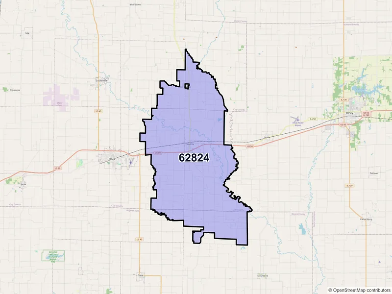Map of ZIP Code 62824 — Clay City, IL