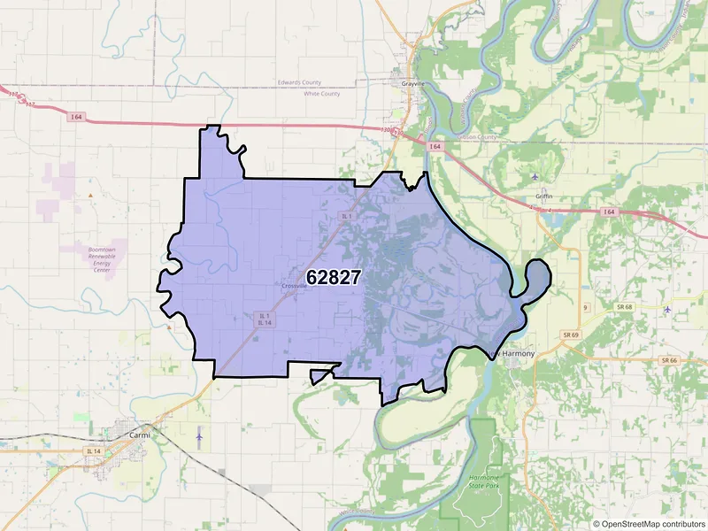 Map of ZIP Code 62827 — Crossville, IL