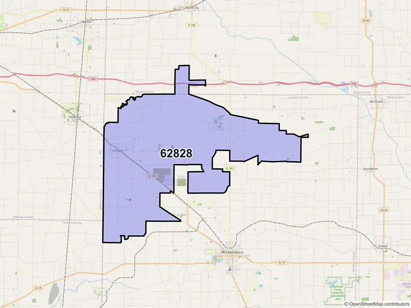 Map of ZIP Code 62828 — Dahlgren, IL