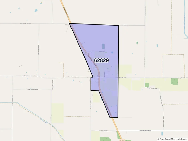Map of Dale, Illinois and ZIP codes