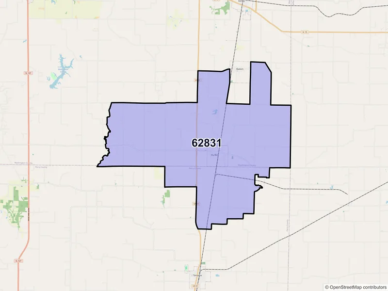 Map of Du Bois, Illinois and ZIP codes