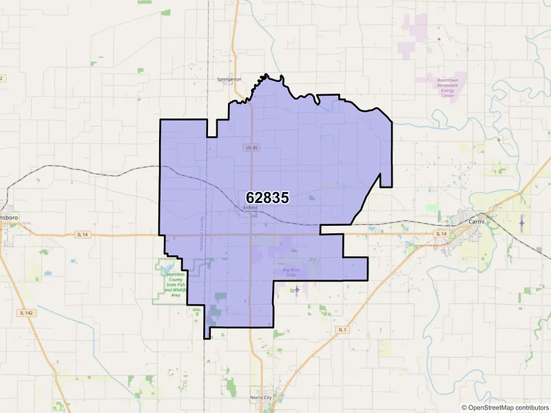 Map of ZIP Code 62835 — Enfield, IL
