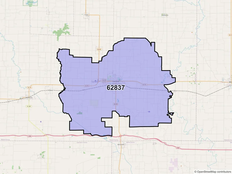 Map of ZIP Code 62837 — Fairfield, IL