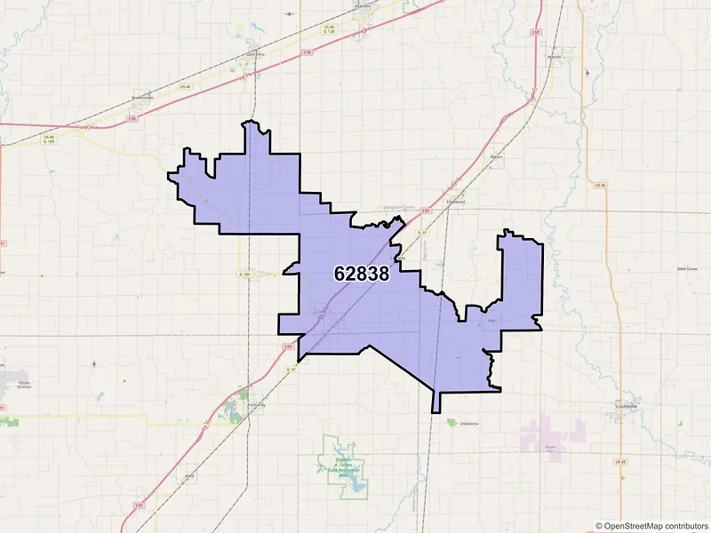 Map of ZIP Code 62838 — Farina, IL