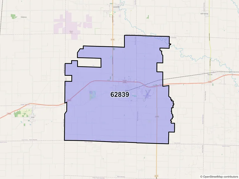 Map of ZIP Code 62839 — Flora, IL