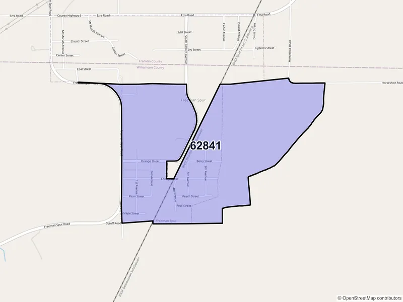 Map of Freeman Spur, Illinois and ZIP codes