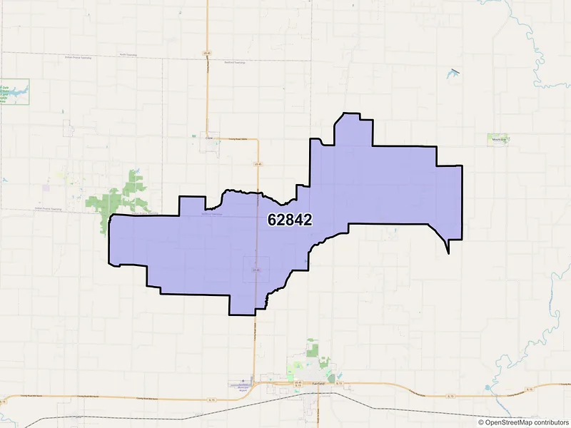 Map of ZIP Code 62842 — Geff, IL