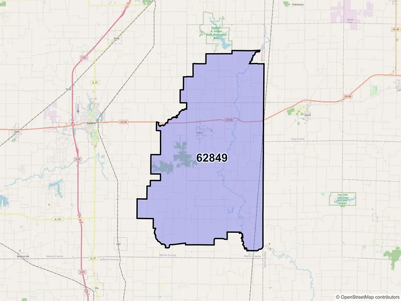 Map of ZIP Code 62849 — Iuka, IL