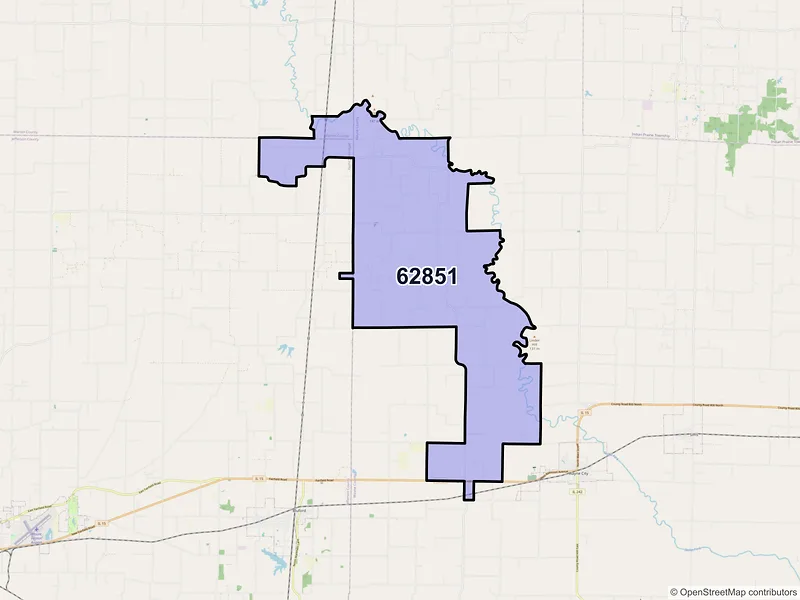Map of ZIP Code 62851 — Keenes, IL
