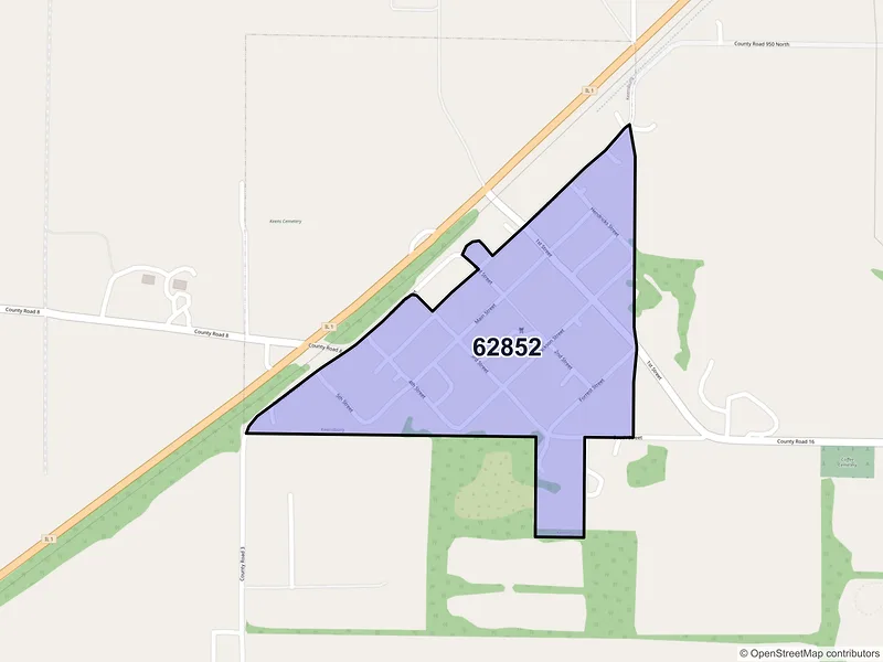Map of Keensburg, Illinois and ZIP codes