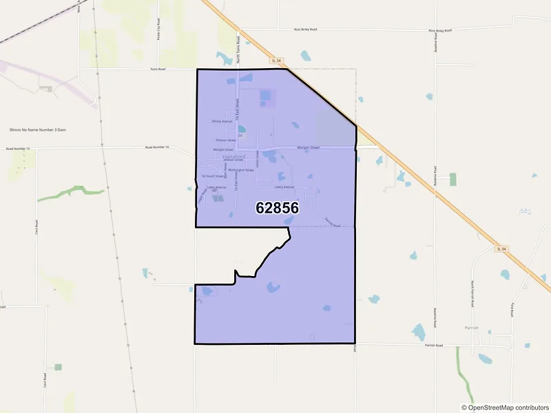 Map of Logan, Illinois and ZIP codes
