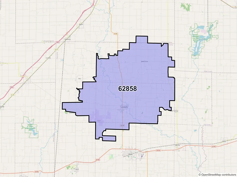 Map of ZIP Code 62858 — Louisville, IL