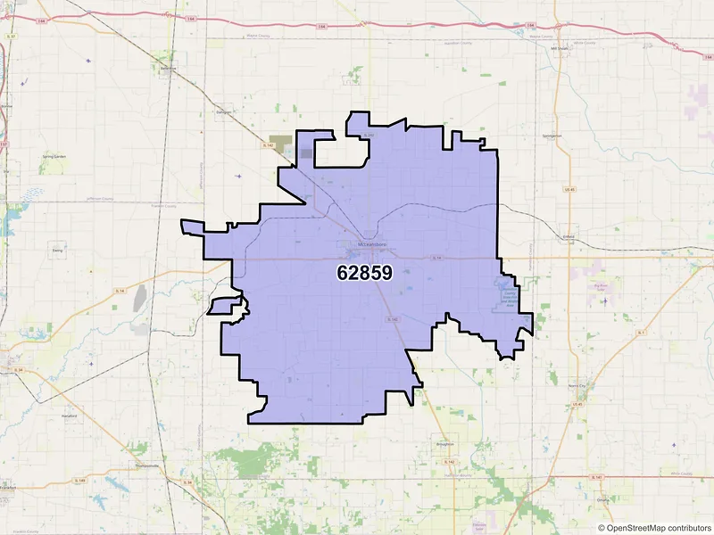 Map of Mc Leansboro, Illinois and ZIP codes
