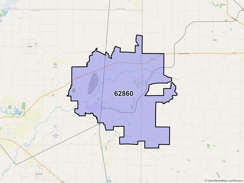 Map of ZIP Code 62860 — Macedonia, IL