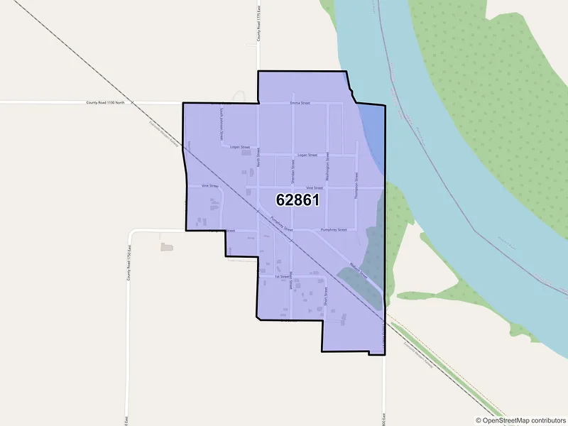 Map of Maunie, Illinois and ZIP codes