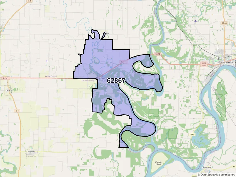 Map of ZIP Code 62867 — New Haven, IL