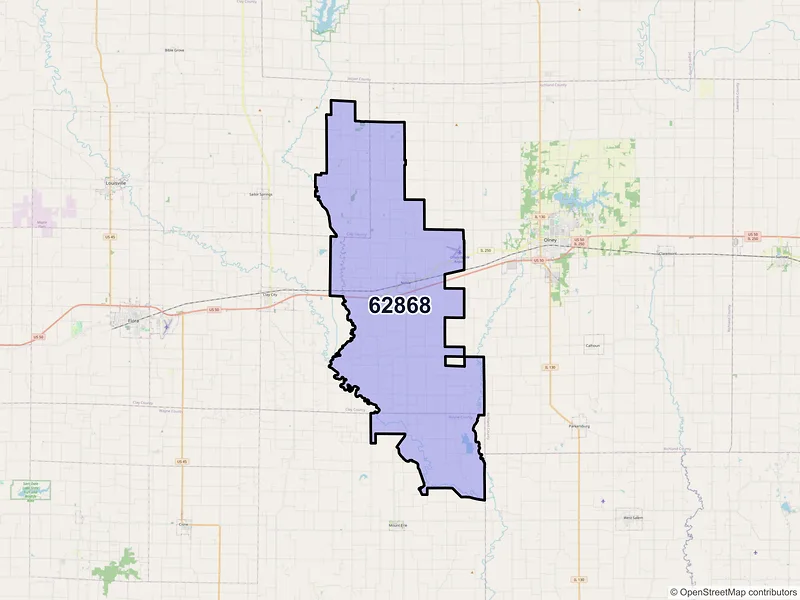 Map of ZIP Code 62868 — Noble, IL