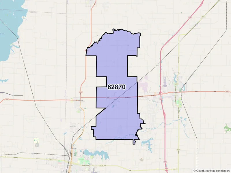 Map of ZIP Code 62870 — Odin, IL