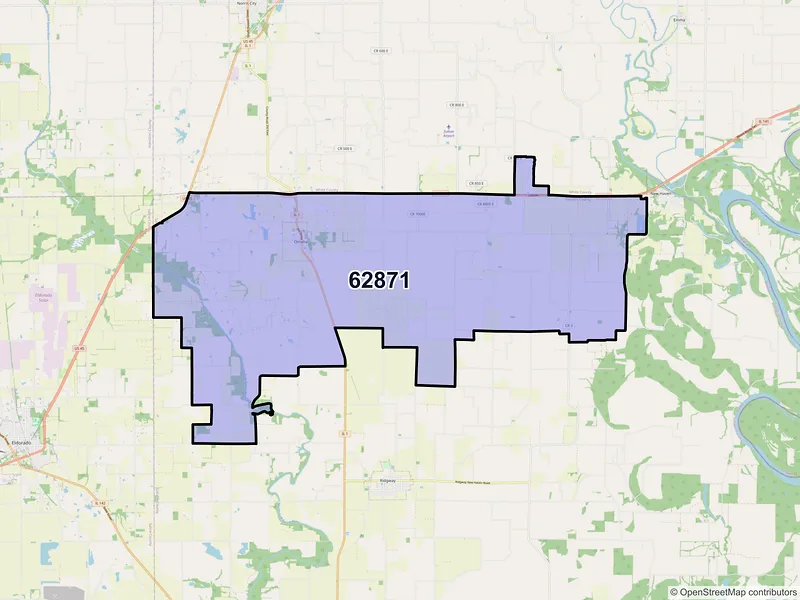 Map of ZIP Code 62871 — Omaha, IL