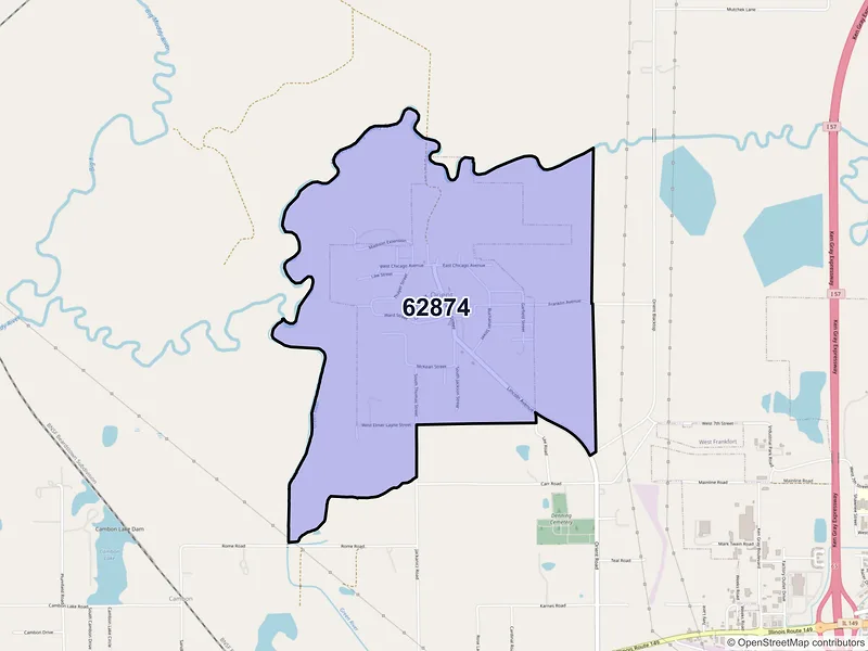 Map of ZIP Code 62874 — Orient, IL