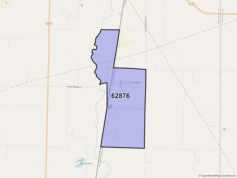 Map of Radom, Illinois and ZIP codes