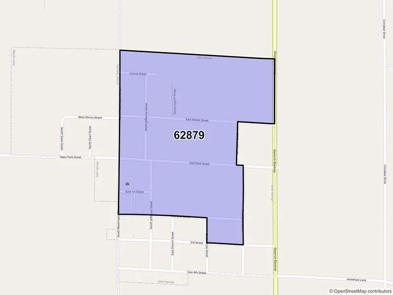 Map of Sailor Springs, Illinois and ZIP codes