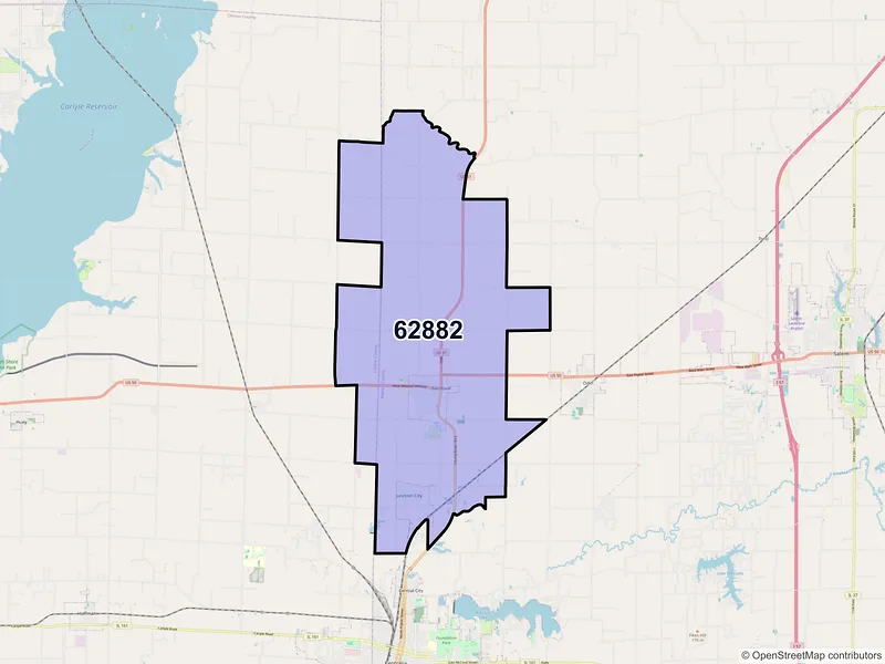 Map of ZIP Code 62882 — Sandoval, IL