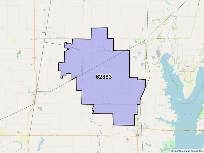 Map of ZIP Code 62883 — Scheller, IL