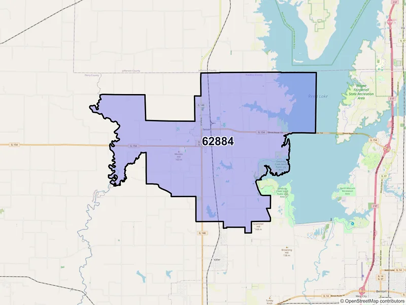 Map of ZIP Code 62884 — Sesser, IL
