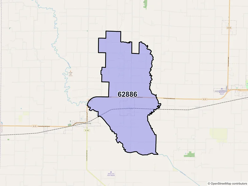 Map of ZIP Code 62886 — Sims, IL