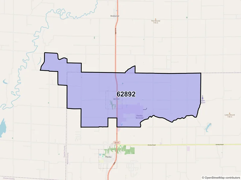 Map of Vernon, Illinois and ZIP codes