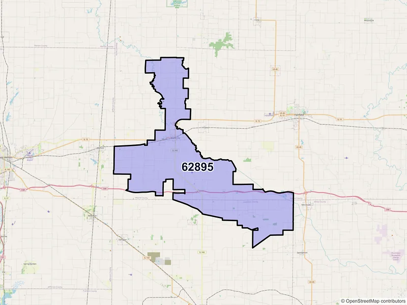 Map of ZIP Code 62895 — Wayne City, IL