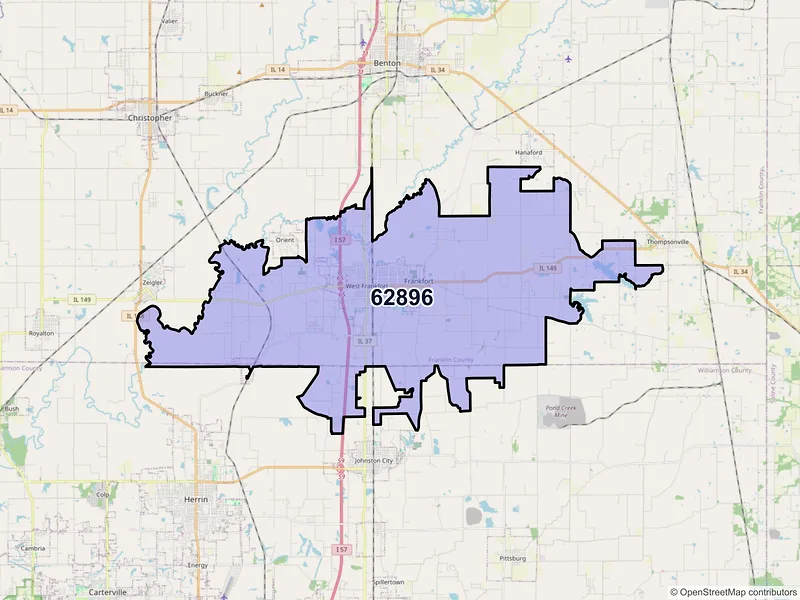 Map of West Frankfort, Illinois and ZIP codes