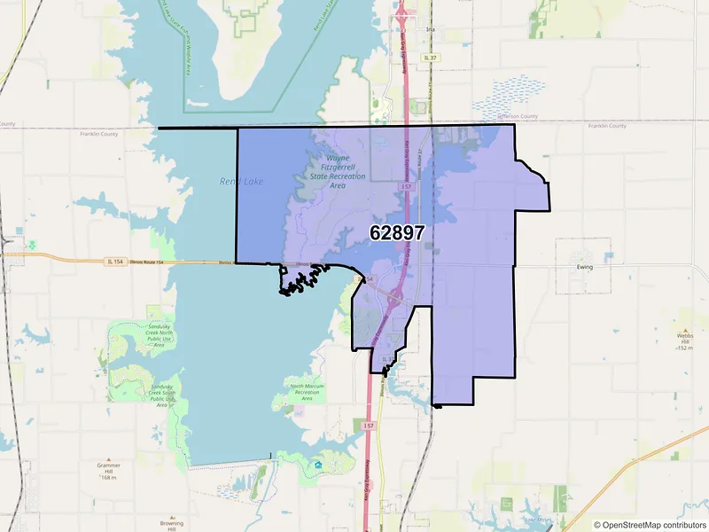 Map of ZIP Code 62897 — Whittington, IL