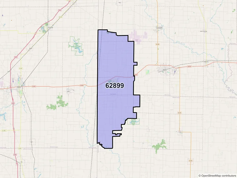 Map of ZIP Code 62899 — Xenia, IL