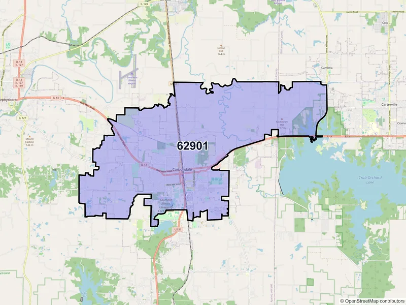 Map of ZIP Code 62901 — Carbondale, IL