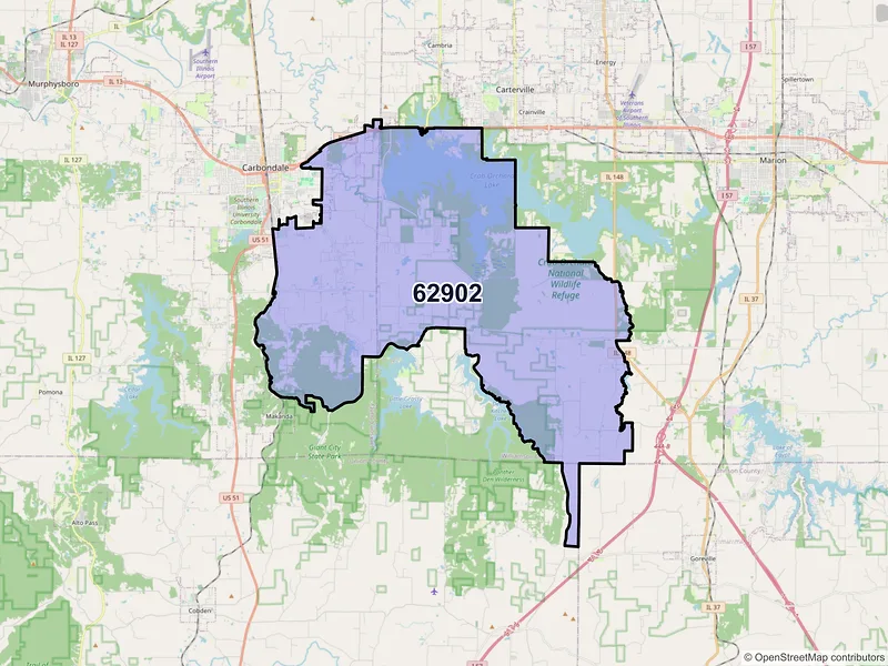Map of ZIP Code 62902 — Carbondale, IL