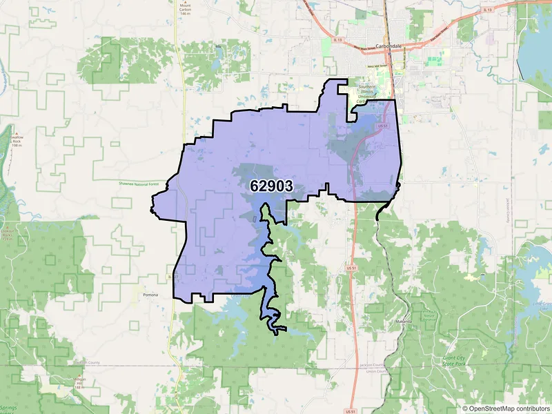 Map of ZIP Code 62903 — Carbondale, IL