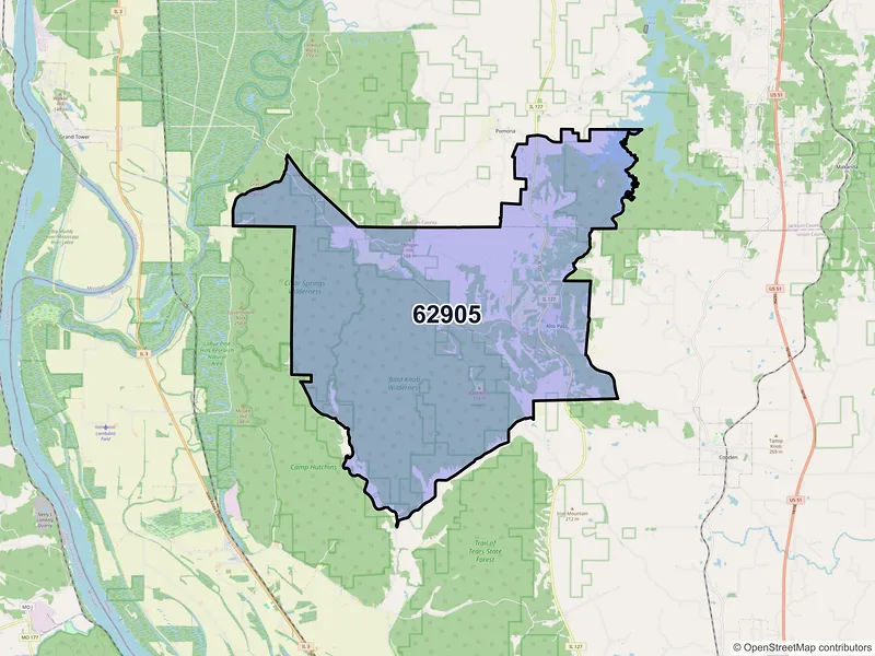Map of ZIP Code 62905 — Alto Pass, IL